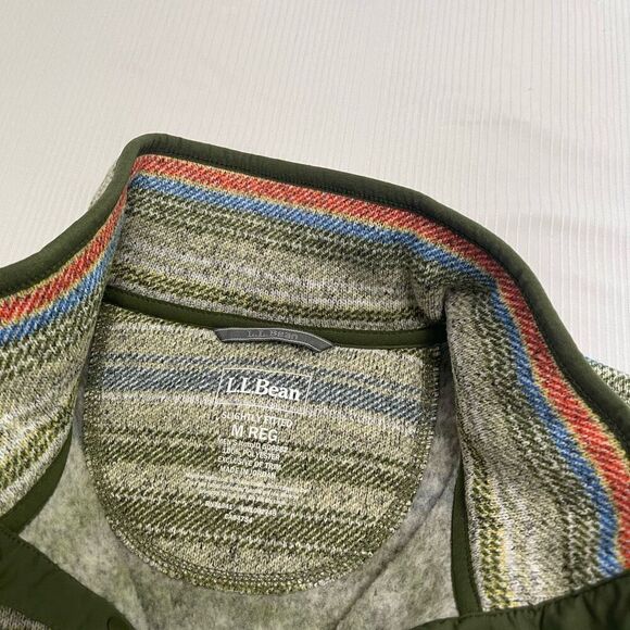 L.L. Bean Slightly Fitted Mens Pullover Printed Marsh Snap Sweater Medium - Picture 3 of 8